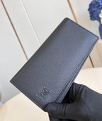 Louis Vuitton BRAZZA WALLET 19CM BLACK CALFSKIN