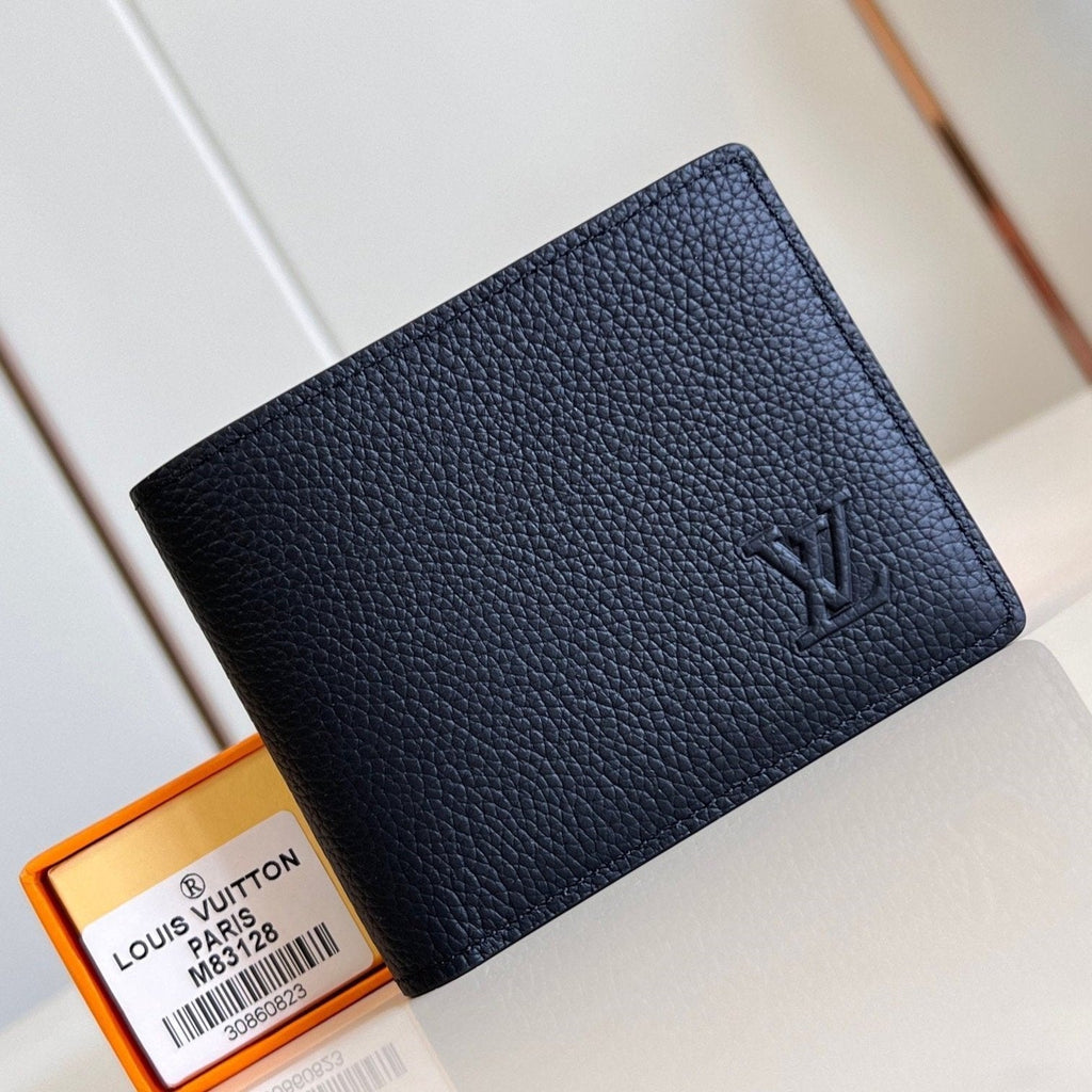 Louis Vuitton MULTIPLE WALLET 10CM BLACK CALFSKIN