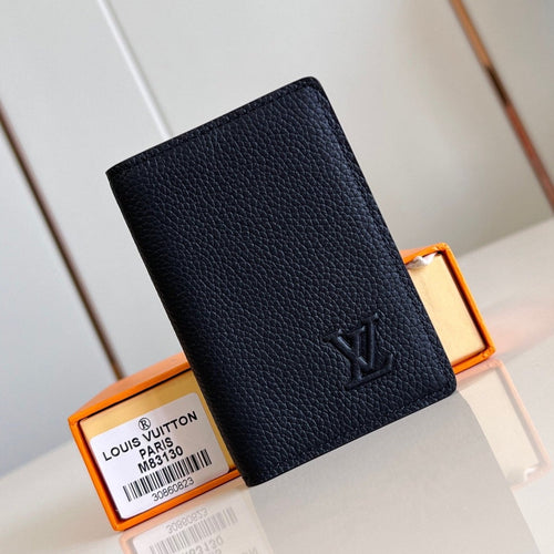 Louis Vuitton WALLET POCKET ORGANIZER 11CM BLACK CALFSKIN