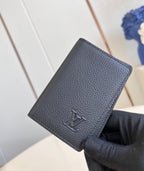 Louis Vuitton WALLET POCKET ORGANIZER 11CM BLACK CALFSKIN