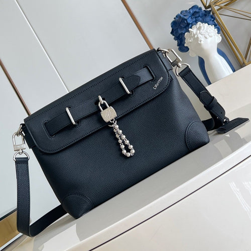 Louis Vuitton STEAMER CROSSBODY 30 IN BLACK CALFSKIN SILVER HARDWARE