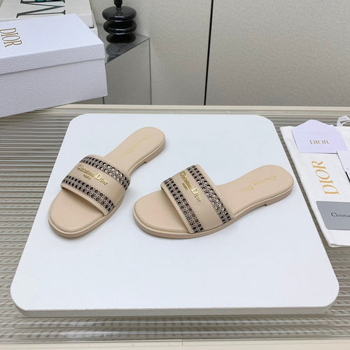 DIOR D-Lane Slide In Beige Cowhide  106275