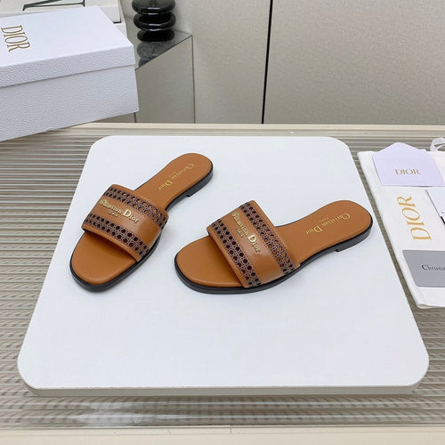 DIOR D-Lane Slide In Brown Cowhide 106283