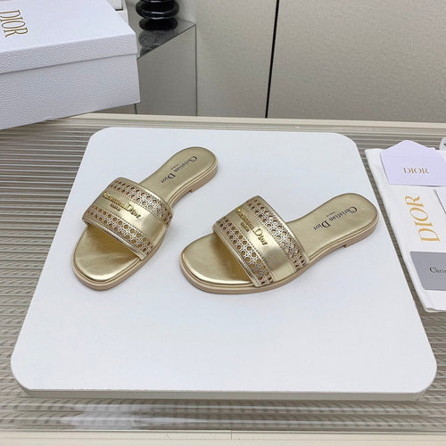DIOR D-Lane Slide In Light Gold Cowhide 106285