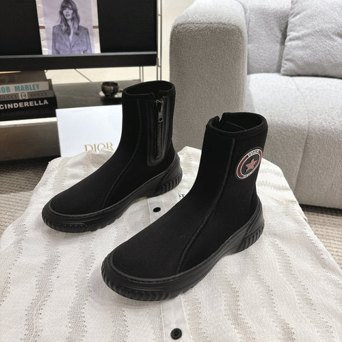 DIOR Ankle Boots Black Elastic Fabric
