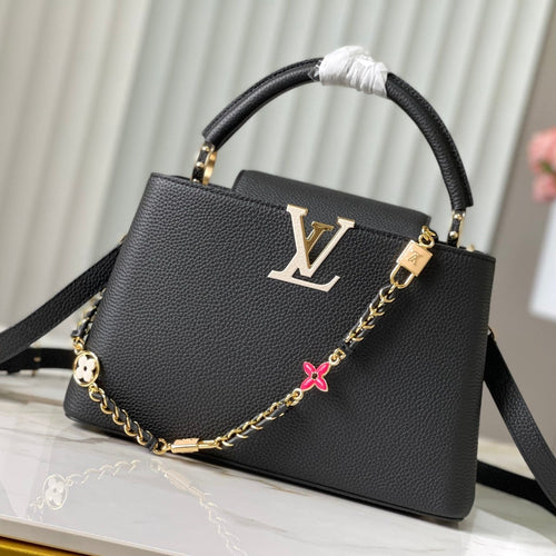 Louis Vuitton capucines mm 31.5 black taurillon leather gold hardware