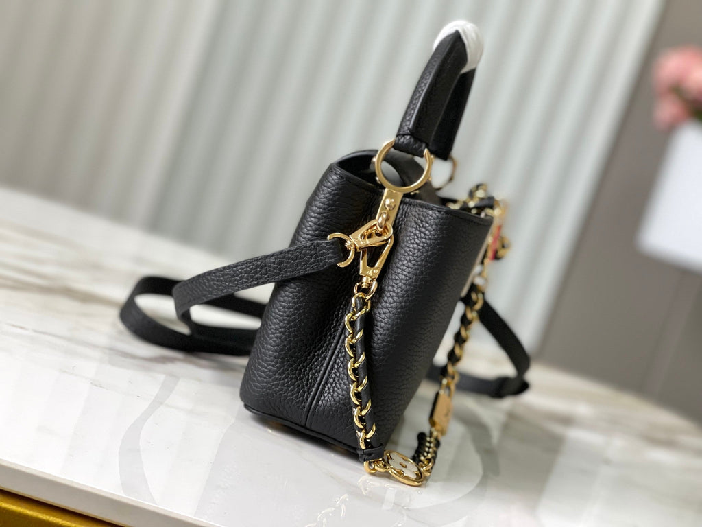 Louis Vuitton capucines mini 21 black taurillon leather gold hardware
