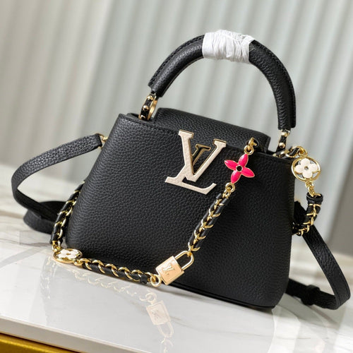 Louis Vuitton capucines mini 21 black taurillon leather gold hardware