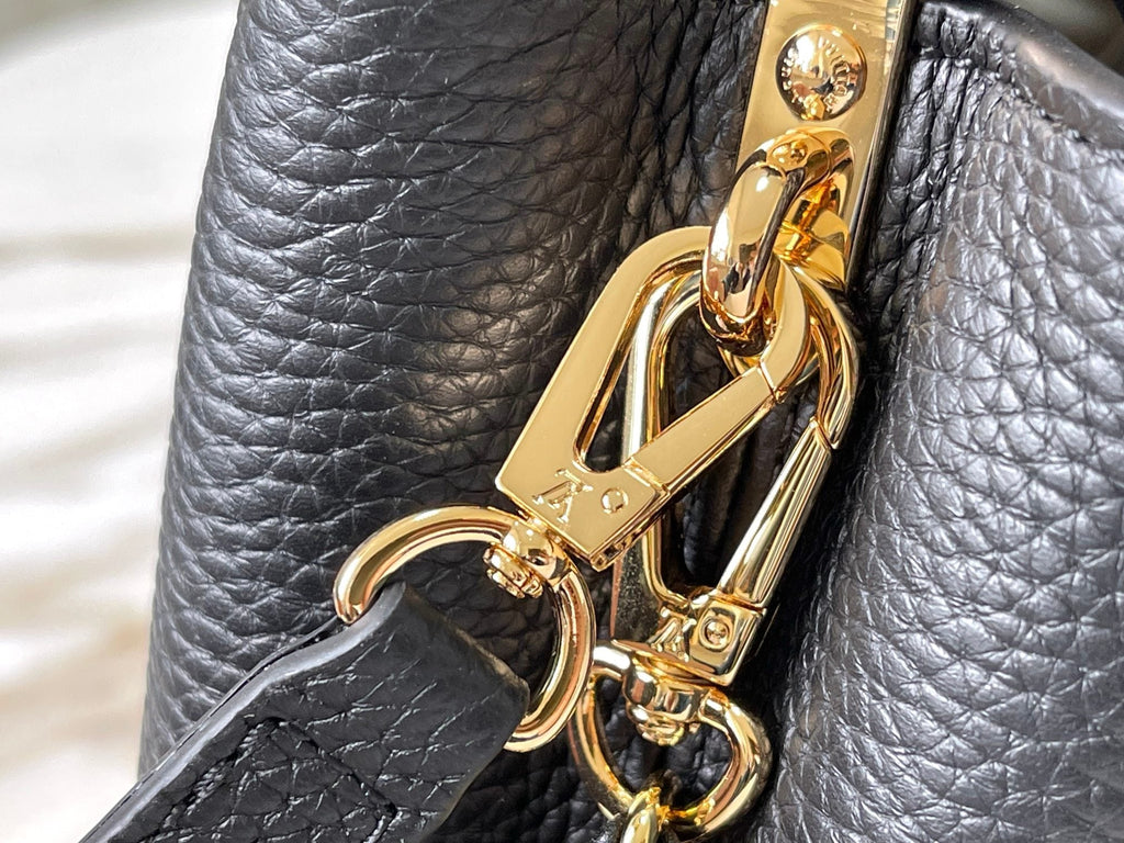 Louis Vuitton capucines mini 21 black taurillon leather gold hardware