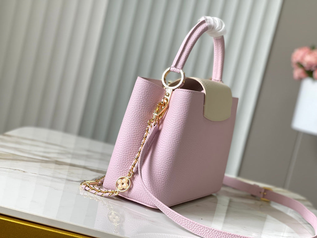 Louis Vuitton capucines mm 31.5 pink taurillon leather gold hardware