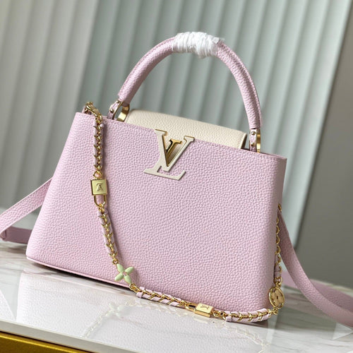 Louis Vuitton capucines mm 31.5 pink taurillon leather gold hardware