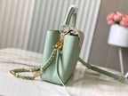 Louis Vuitton capucines bb 27 green beige taurillon leather gold hardware