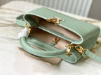 Louis Vuitton capucines bb 27 green beige taurillon leather gold hardware