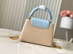 Louis Vuitton capucines mini 21 beige cloud blue taurillon leather gold hardware