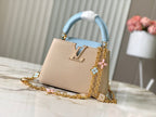 Louis Vuitton capucines mini 21 beige cloud blue taurillon leather gold hardware