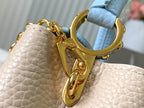 Louis Vuitton capucines nano 16 beige cloud blue taurrilon leather gold hardware