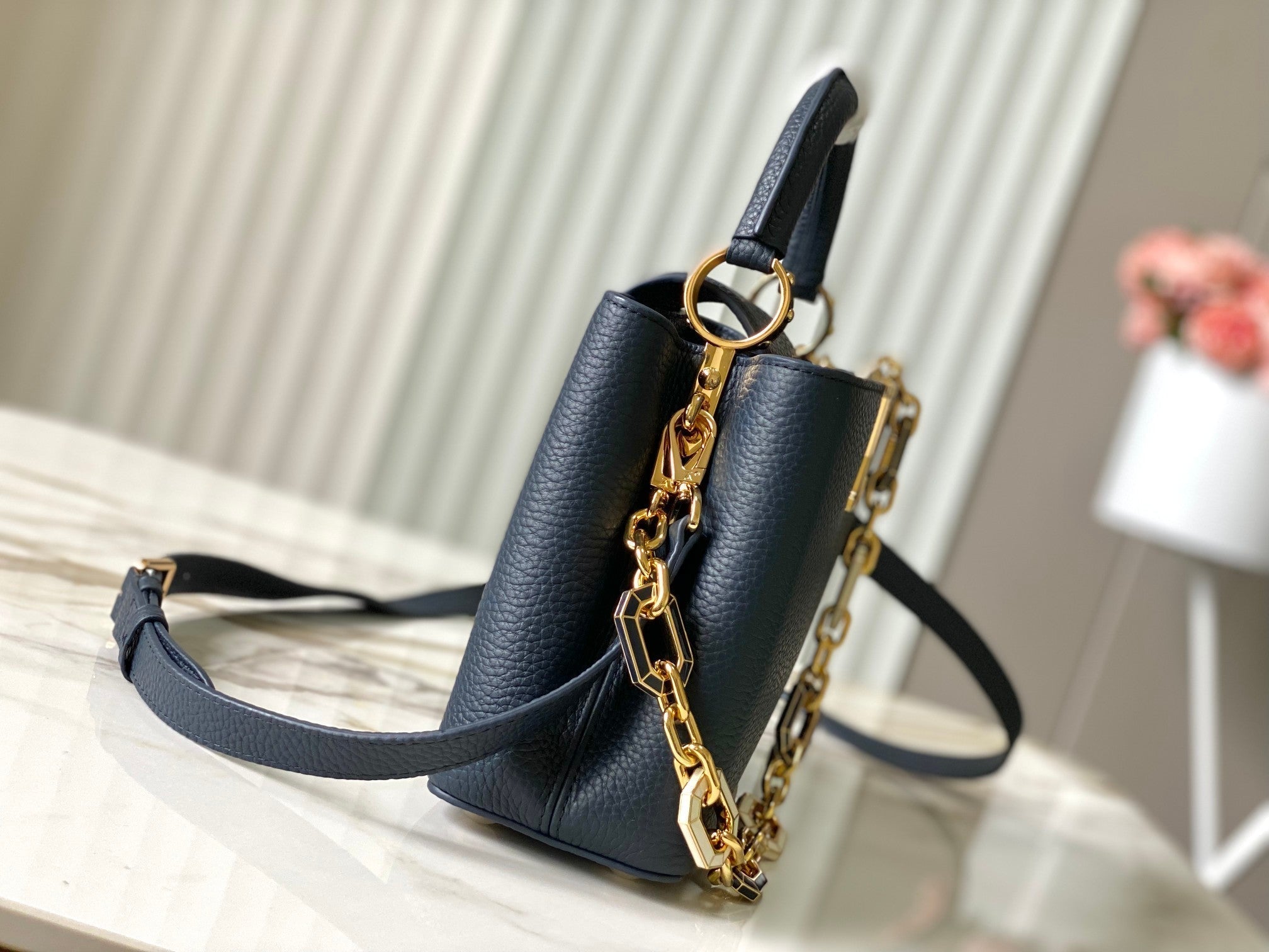 Louis Vuitton CAPUCINES BB 27CM DARK BLUE TAURILLON LEATHER