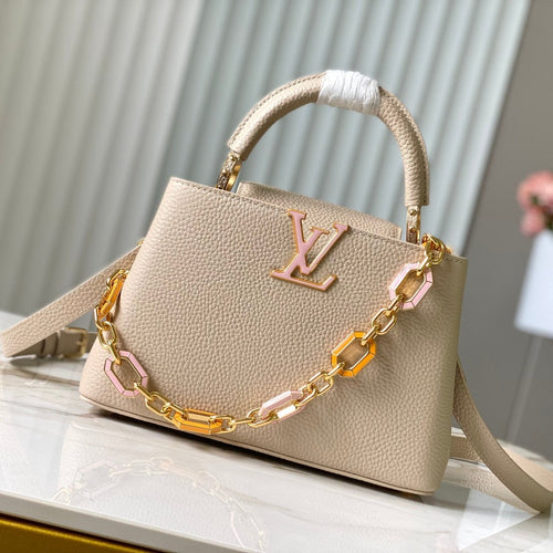 Louis Vuitton CAPUCINES BB 27CM BEIGE TAURILLON LEATHER