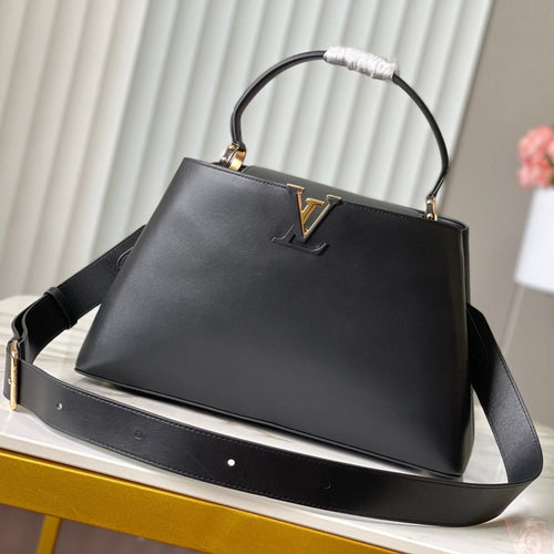 Louis Vuitton CAPUCINES GM 38CM BLACK TAURILLON LEATHER
