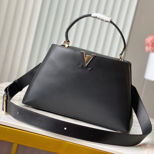 Louis Vuitton CAPUCINES SOUPLE GM 38 IN BLACK SMOOTH CALFSKIN GOLD HARDWARE