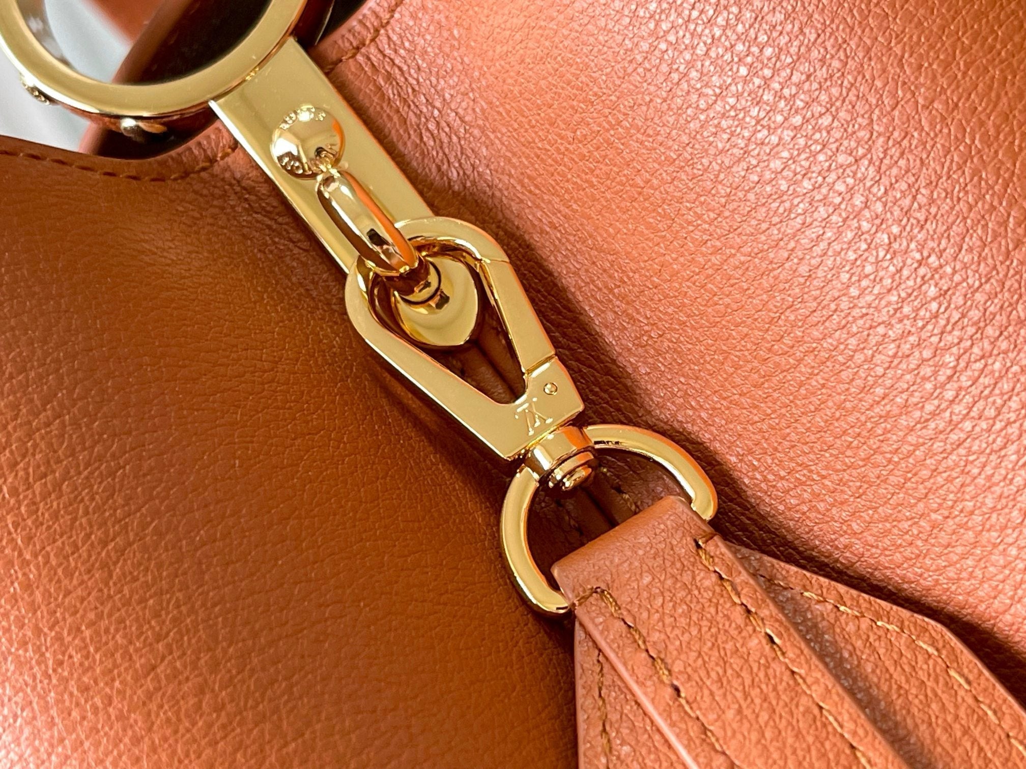 Louis Vuitton CAPUCINES SOUPLE GM 38 IN COGNAC CALFSKIN GOLD HARDWARE