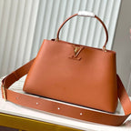 Louis Vuitton CAPUCINES GM 38CM BROWN ORANGE TAURILLON LEATHER