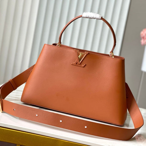 Louis Vuitton CAPUCINES SOUPLE GM 38 IN COGNAC CALFSKIN GOLD HARDWARE