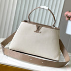 Louis Vuitton CAPUCINES GM 38CM BEIGE CANVAS BROWN CALFSKIN