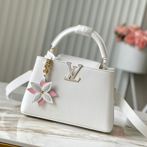 Louis Vuitton CAPUCINES BB 27 IN WHITE TAURILLON GOLD HARDWARE