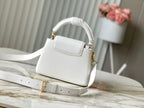 Louis Vuitton CAPUCINES MINI 21 IN WHITE TAURILLON GOLD HARDWARE