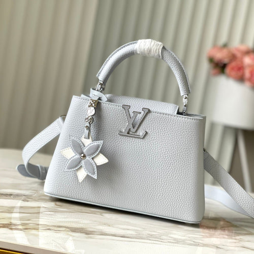 Louis Vuitton CAPUCINES BB 27 IN CHROME GRAY TAURILLON SILVER HARDWARE