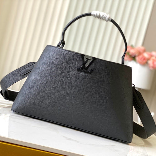 Louis Vuitton CAPUCINES GM SOUPLE 38 IN BLACK TAURILLON