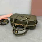 ARCADIE BAG 22 IN KELP GREEEN SMOOTH CALFSKIN EMBOSSED LOGO