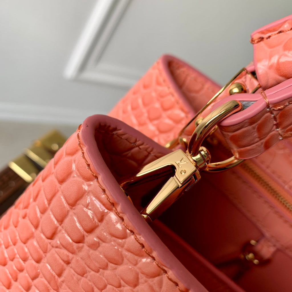 Louis Vuitton CAPUCINES BB 27 PINK ORANGE TAURILLON GOLD HARDWARE