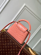 Louis Vuitton CAPUCINES MINI 21 PINK ORANGE CROCODILE EMBOSSED CALFSKIN GOLD HARDWARE