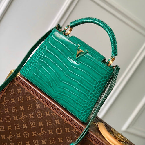Louis Vuitton CAPUCINES BB 27 GREEN TAURILLON GOLD HARDWARE
