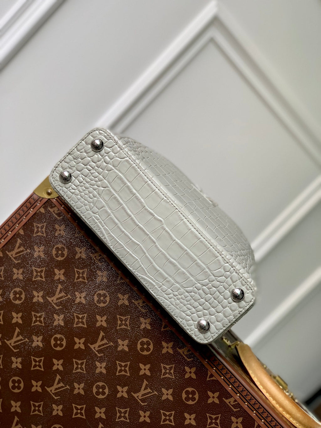 Louis Vuitton CAPUCINES BB 27 GREY TAURILLON SILVER HARDWARE