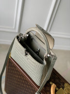 Louis Vuitton CAPUCINES BB 27 GREY TAURILLON SILVER HARDWARE
