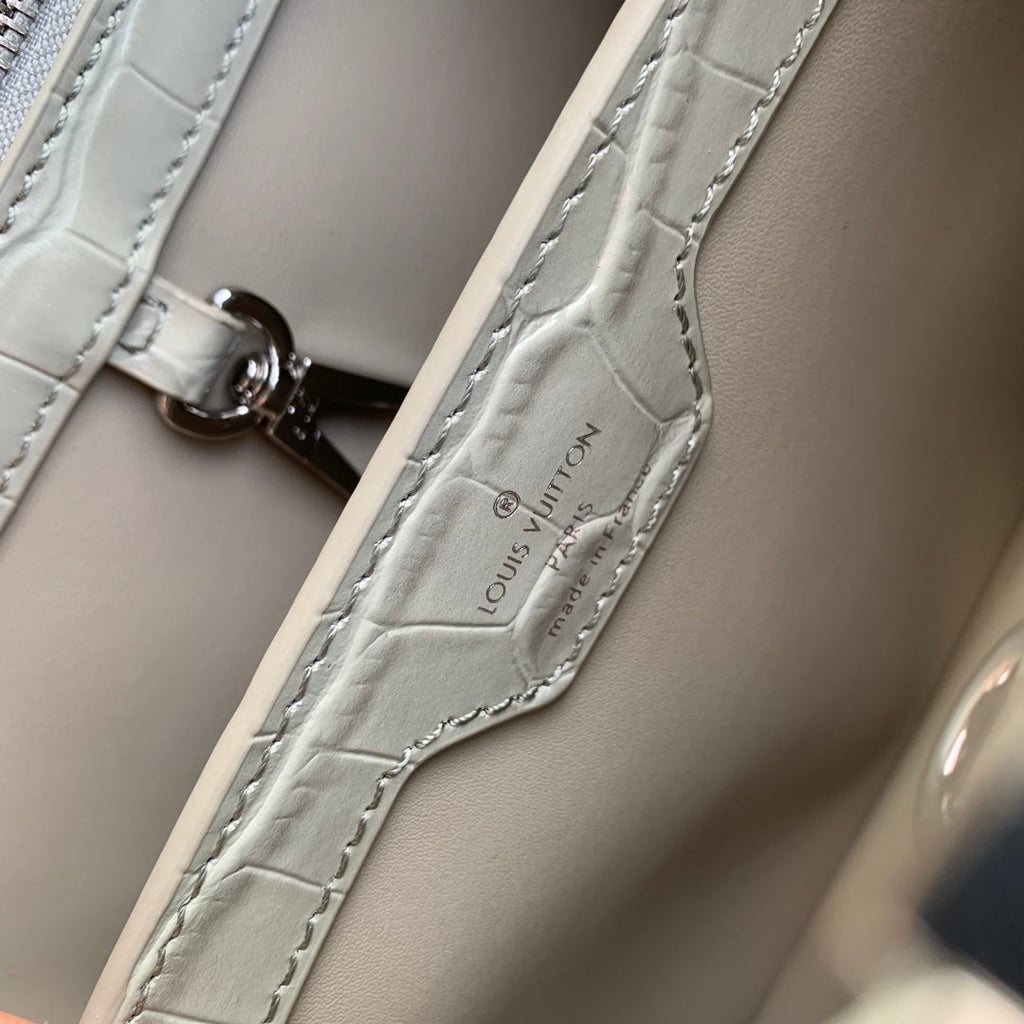 Louis Vuitton CAPUCINES BB 27 GREY TAURILLON SILVER HARDWARE