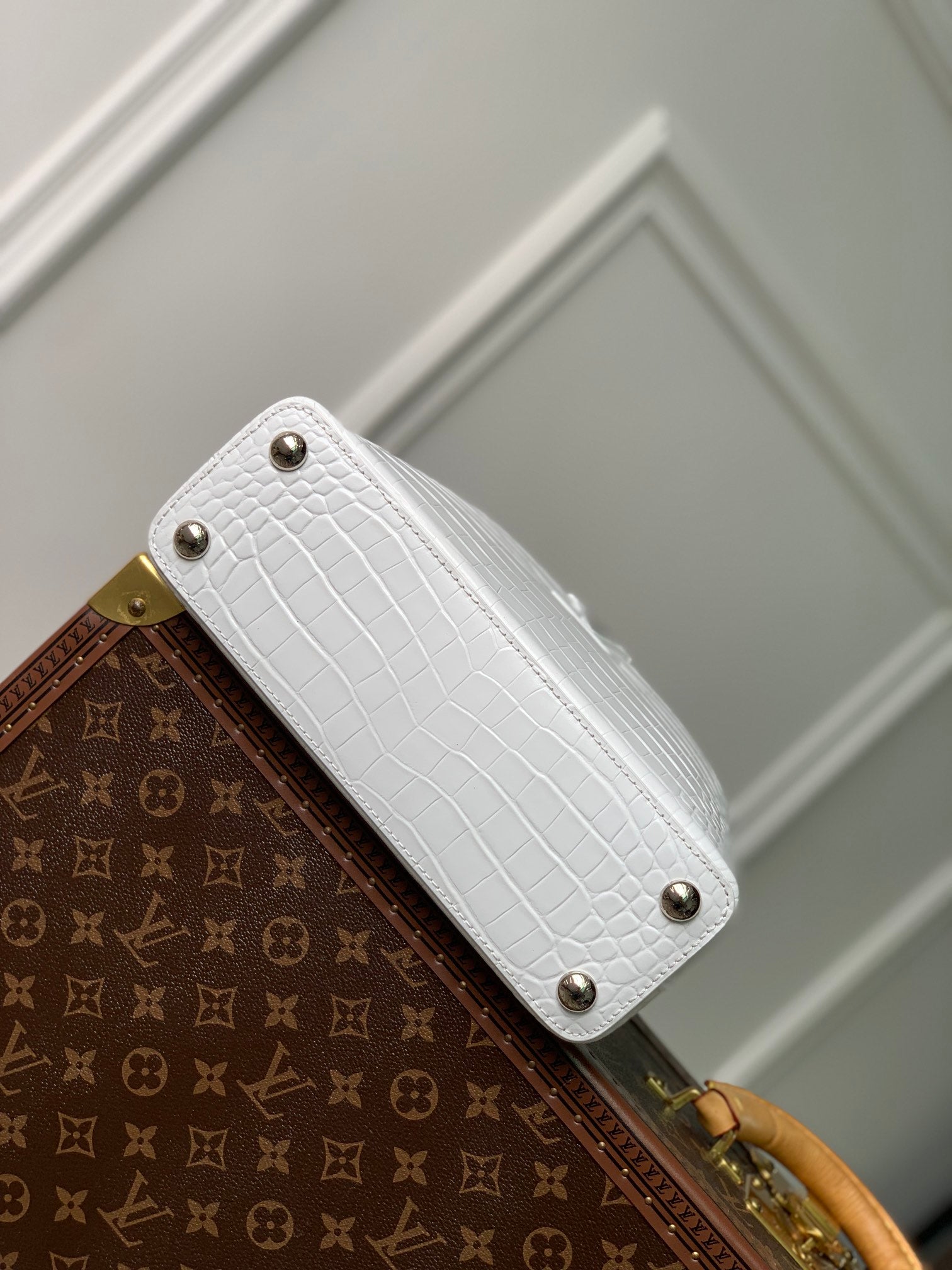 Louis Vuitton CAPUCINES BB 27 WHITE TAURILLON SILVER HARDWARE