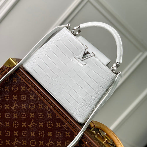 Louis Vuitton CAPUCINES BB 27 WHITE TAURILLON SILVER HARDWARE