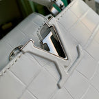 Louis Vuitton CAPUCINES MINI 21 WHITE CROCODILE EMBOSSED CALFSKIN SILVER HARDWARE