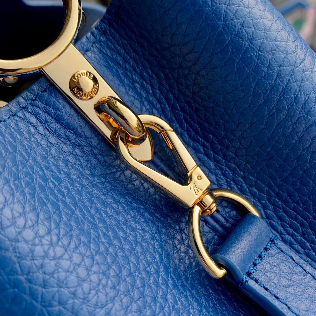 Louis Vuitton capucines mm 31.5 cobalt blue taurillon leather gold hardware