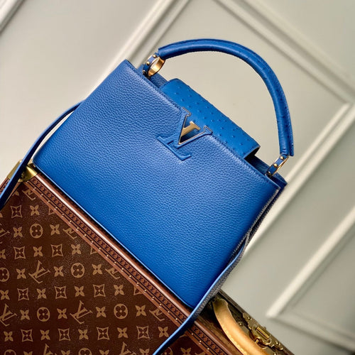 Louis Vuitton capucines mm 31.5 cobalt blue taurillon leather gold hardware