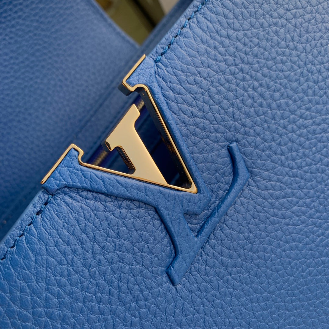 Louis Vuitton capucines mm 31.5 cobalt blue taurillon leather gold hardware