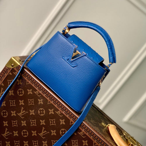 Louis Vuitton CAPUCINES MINI 21 COBALT BLUE TAURILLON GOLD HARDWARE