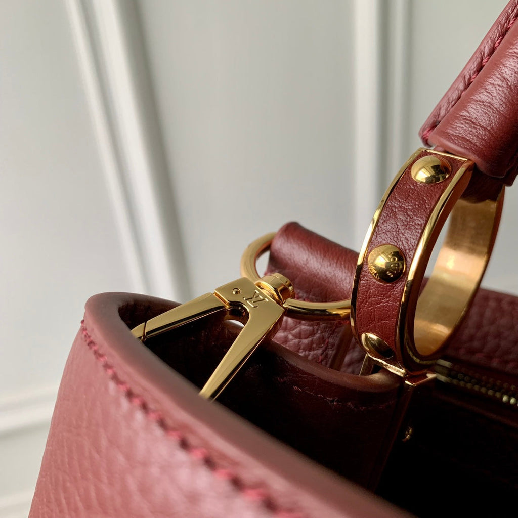 Louis Vuitton capucines mm 31.5 burgundy taurillon leather gold hardware