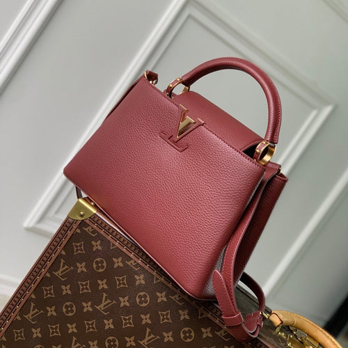 Louis Vuitton capucines mm 31.5 burgundy taurillon leather gold hardware