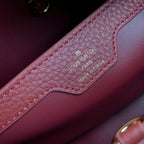 Louis Vuitton CAPUCINES BB 27 BURGUNDY TAURILLON MOP GOLD HARDWARE