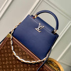 Louis Vuitton capucines mm 31.5 dark blue taurillon leather gold hardware